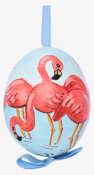Easter Egg Blue With Pink Flamingos - Cartoon #8353391
