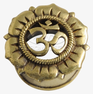 Brass Flesh Tunnel Om Symbol Ear - Emblem #8354851