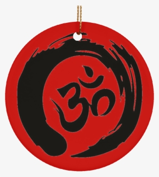 Om Symbol Ceramic Circle Ornament - Circle #8355136