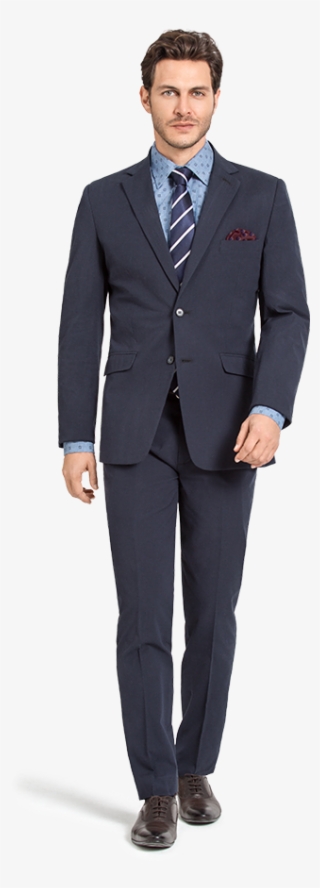 Blue Checked Cotton Suit - 3 Piece Charcoal Grey Suit #8356875