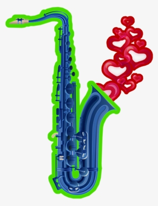Saxaphone Day Sax Blues Neon Hearts Bubbles Blue #8359459
