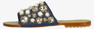 Mystique Pearl Embellished Slide In Navy - Flip-flops #8360989