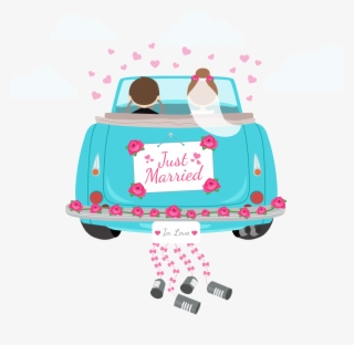 We Are Shift Events - Just Married Wedding Car Vector #8361865