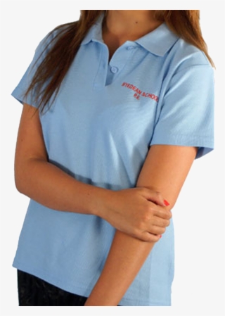Wyedean School Girls Sky Blue Pe Polo Shirt - School Girl In Polo Shirt #8370368