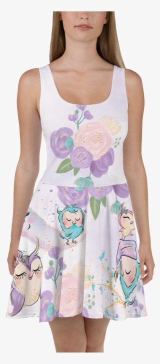 Sweet Dream Cute Owl Family Skater Dress - Dress #8370891