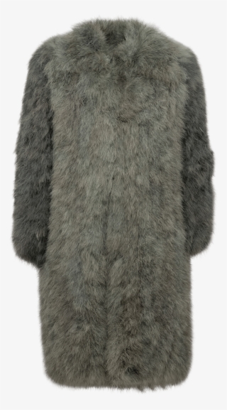 Single-breasted Overcoat With Applied Feathers - Fur Clothing #8371412