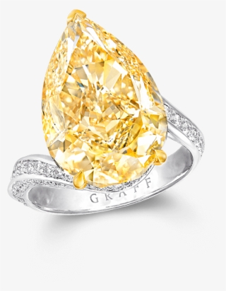 A Graff Pear Shape Yellow Diamond Ring Featuring A - Engagement Ring #8375759