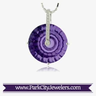 Fancy Cut Round Amethyst And Diamond Pendant - Gold Ring Colour Stone #8376066