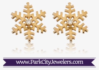 Single Diamond Snowflake Stud Earrings - Gold Ring Colour Stone #8377503
