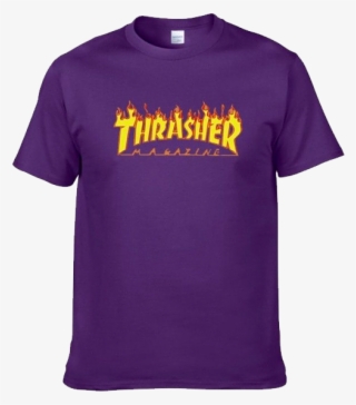 Thrasher Flame Logo Tee Purple V=1530683629 - Active Shirt #8378817