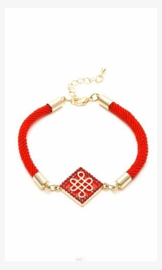 Brass Bracelet Diamond Bow String Red Gold Asia Enamel - Bracelet #8379084