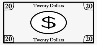 Twenty Dollar Bill, 20, Black And White, Png - Circle #8379819