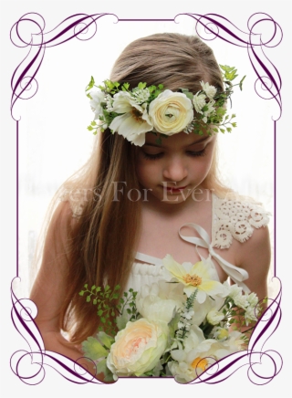 Silk Artificial White Boho Wedding Flower Girls Posy - Bridesmaid Peony And Roses Bouquets #8380036