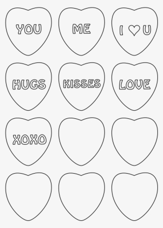 Candy Heart Coloring Sheets With 6 Free Printable Heart - Love Heart Sweets Template #8382670