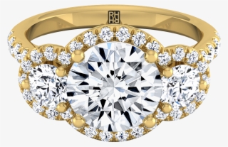 3 Stone Engagement Ring With Diamond Pave Shank In - Engagement Ring #8382963