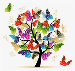 Donor Recognition » Butterfly Tree Illustration - Tree Of Life Butterflies #8383664