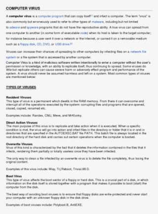 Computer Virusacomputer Virusis Acomputer Programthat - Document #8385028