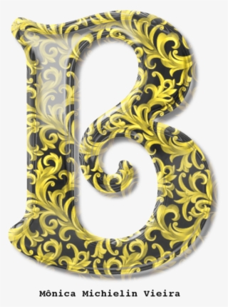 Alfabeto Em Png Com Ornamentos Amarelo E Fundo Preto - Illustration #8396974