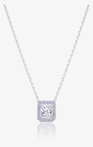 Halo Radiant Cut Diamond Pendant In 18k White Gold - Pendant #8397326