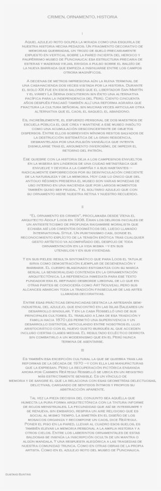 Crimen, Ornamento, Historia I Aquel Azulejo Roto Golpea - Document #8397504