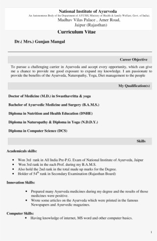 Free Bams Fresher Templates At Allbusinesstemplates - Ayurveda Doctor Bams Doctor Resume #8398224