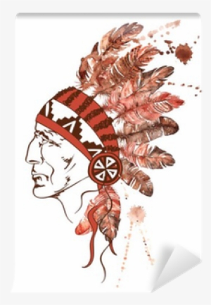 Watercolor Native American Indian Chief Self-adhesive - Threat Of The White Man #840614