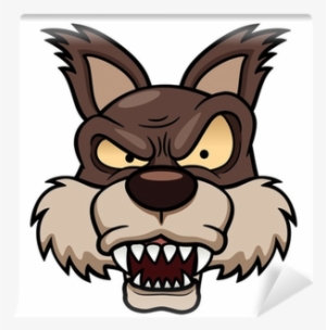 Illustration Of Cartoon Wolf Face Wall Mural • Pixers® - Big Bad Wolf Face #843888