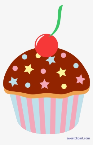 Chocolate Cupcake With Sprinkles Clip Art Sweet - Cupcake Cartoon Png #845462