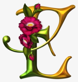 Alfabeto Dorado Con Flores Rosas - Letra E Decorada Con Flores Animadas #8404343