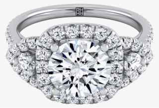 3 Stone Engagement Ring With Diamond Pave Shank In - Engagement Ring #8405228