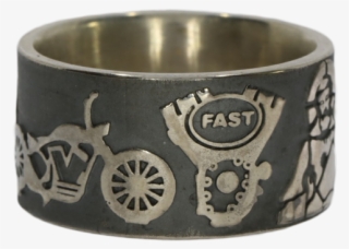 Ring For Bikers Black 925 Silver - Titanium Ring #8405432