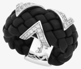 Sterling Silver Italian Rubber Arpeggio Rubber Black - Pre-engagement Ring #8405469