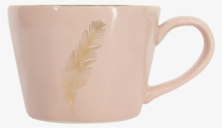 Blush Mug With Gold Feather Design - Mug #8407159