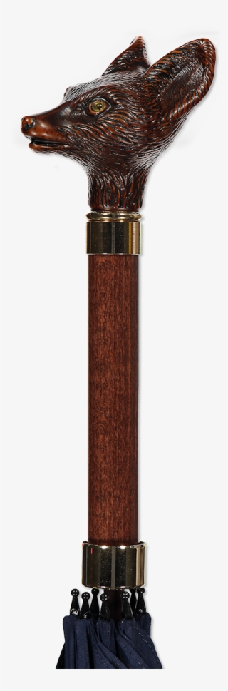 Brown Fox Head Umbrella French Navy - Wood #8407401