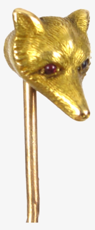 3d Ruby Eyed Fox Head 14 Kt Gold Stick Pin - Fox #8407963
