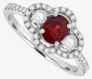 Red Stone White Gold Diamond Ring Uk #8409157
