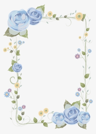 Blue Rose Frame - Blue Floral Border Background #8412257