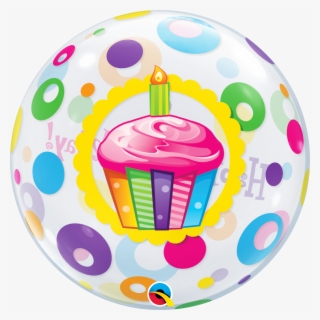 Happy Birthday Cupcake Dots Bubble Balloon 14184 1 - Bubble Cup Cake Balloon #8422938