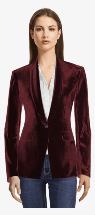 Red Velvet Blazer-view Front - Lapel #8426082
