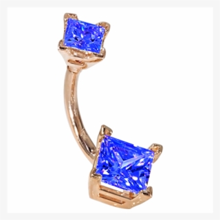 14k Rose Gold Princess Gem Belly Rings - Diamond #8426168