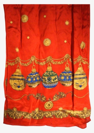 Echo Red Silk Scarf Christmas Ornaments Long 59 In - Embroidery #8427917