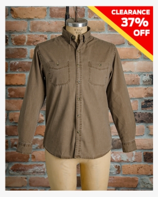 Button Down Pigment Dyed Canvas Shirt - Leather Jacket #8428738