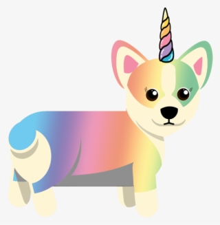 'rainbow Cuddles For Sale' Unicorgi Sticker - Hello Dog Png #8429769