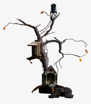 Tree Houses Halloween Creepy Treehouse Freetoedit - Marcos Para Halloween En Png #8431246