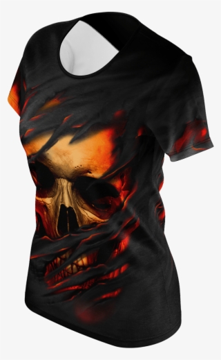 Ripped Face Skull Women's T-shirt - Blouse #8435936