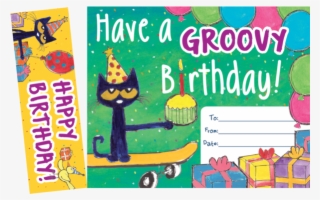 Tcr60327 Pete The Cat Groovy Birthday Bookmark Award - Pete The Cat Birthday #8438353