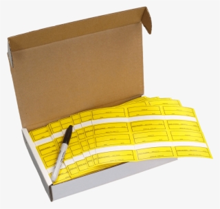 Yellow Square Stock Tags With Sharpie Pens - Wood #8438588