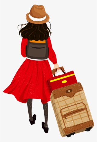 Luggage Girl Home Spring Festival Png And Psd - Suitcase #8439522