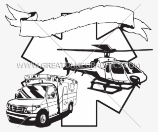 Star Of Life Black And White Clipart - Ems Helicopter Clipart #8441588