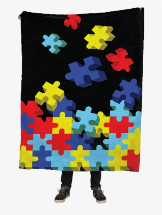 Flying Autism Puzzle Pieces Fleece Blanket - Couverture De Loup #8441673